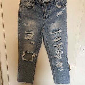 Vanilla Star Distressed Light Blue Boyfriend Jeans
